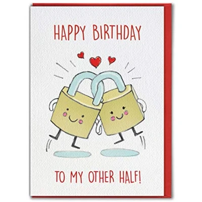 Image of Brainbox Candy Cute Birthday &#039;To My Other Half!&#039; Cards For Him Her Boyfriend Girlfriend Husband Wife Partner