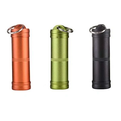 Image of 1/2/3Pcs Aluminum Pill Organizer Box Keychain Waterproof 3 Colors Container Portable Bottle for Holder Outdoors Camping Traveling Black/Green/Orange