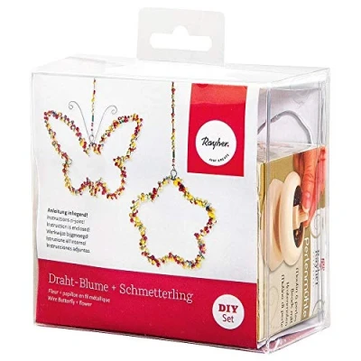 Image of Rayher Craft Kit with Butterfly and Flower Metal Shapes for Wire Wrapped Seed Bead Decorations, Glass Beads Sequins Crafting, 24098000