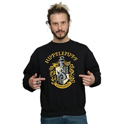 Image of Harry Potter Men&#039;s Hufflepuff Crest Sweatshirt Black Large