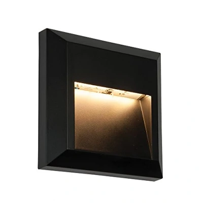 Image of Saxby Severus 1W Black Square Indirect Outdoor IP65 Warm White LED Guide Wall Light