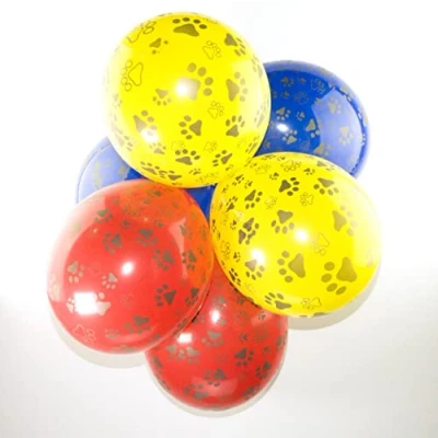 Image of Happium 10Pcs 12&quot; Printed Latex Balloons, Kids Theme Birthday Party, Paws Dog Animal Balloons Puppies Cat,Kitten Puppy Party Decoration Colour Red, Blue, Yellow