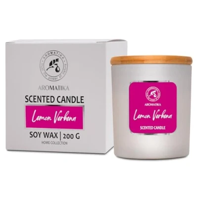 Image of Scented Candle Lemon Verbena 200g Soy Wax with Essential Oil Home Aromatherapy Air Freshener Gift Idea for Christmas Birthday