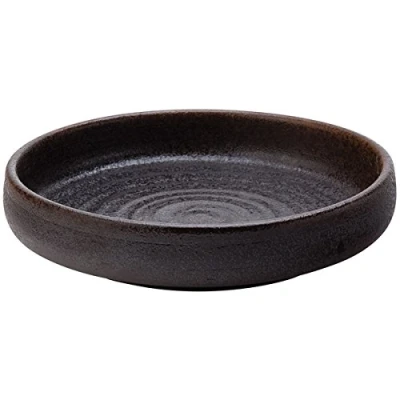 Image of Utopia Fuji Low Dish 7inch / 18cm Oven Proof Black Terracotta Tapas