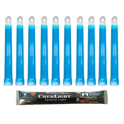 Image of Cyalume ChemLight Military Grade Chemical Light Sticks, Blue, 6&quot; Long, 8 Hour Duration (Pack of 10)