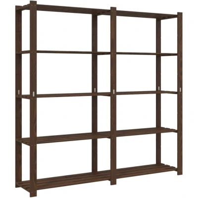 Image of vidaXL 5 Tier Storage Rack Brown 170x38x170 cm Solid Wood Pine