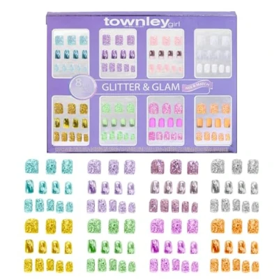Image of Townley Girl 96 Pcs Stick On Nails Set 8 Different Mix and Match Press Nail Sets for Girls Self Adhesive Artificial