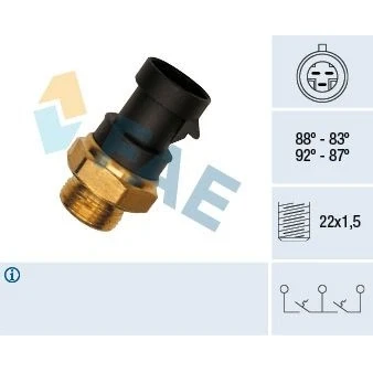 Image of 7642522, 7738581 Temperature Switch, radiator fan FAE 37900 FIAT: Ducato II Platform/Chassis, BRAVO 1, Punto I Hatchback, PEUGEOT: Boxer Van