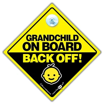 Image of Grandchild On Board Back Off Car Sign Suction Cup Window Sign, Baby
