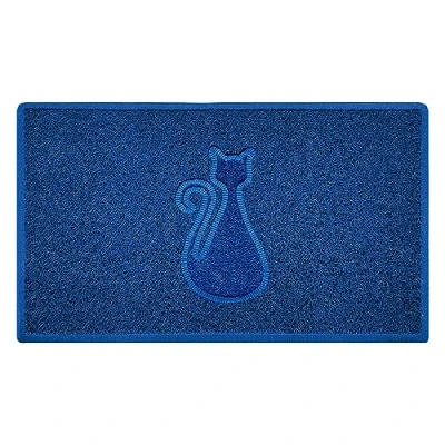 Image of Nicoman CAT Embossed Shape Door Mat Dirt Trapper Washable Barrier Doormat (Use Indoor or Sheltered Outdoor) (75x44cm/29.5x17.3inches,Medium) Blue