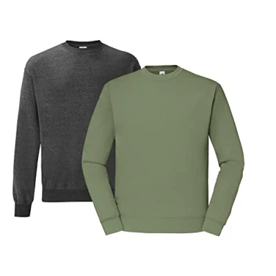 Image of Fruit of the Loom Men&#039;s In Sweat Sweatshirt Set, 1x Dark Heather, Olive &amp; Hlkauf Block, L