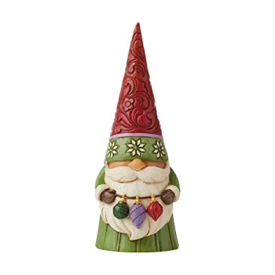 Image of Enesco Jim Shore Heartwood Creek Christmas Gnome Holding Ornaments Figurine, 5.31 Inch, Multicolor