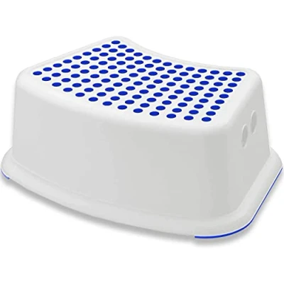 Image of Step Stool for Kids, Non Slip Plastic Booster Foot Stool, Toddlers Potty Training, Sturdy Durable Children Stepping Bathroom, Kitchen, Washing Hands, Brushing Teeth (Blue)