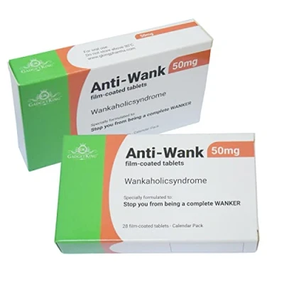 Image of JOKE PILL MEDICATION TABLET BOX Xmas Gift Prank Birthday Card wrapper Unusual April Fools Secret Santa 40th 50th 60th 21st Rude Mens Ladies For Him Her Boss (Anti Wank)