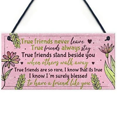 Image of RED OCEAN True Friend Friendship Quote Best Hanging Chic Plaque Birthday Christmas Keepsake Thank You Gift