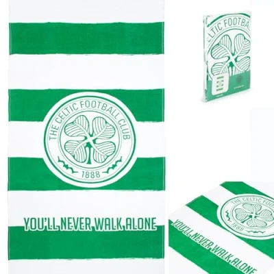 Image of The Gift Scholars Celtic Beach Towel Official Licensed &#039;You&#039;ll Never Walk Alone&#039; 100% Cotton Large 140 x 70 cm (55 28 in) Perfect for Pool YNWA