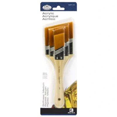 Image of Royal and Langnickel Large Area Brush Set Angular Gold Taklon Medium 3 Pack,RART 145