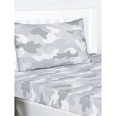 Image of Price Right Home Army Camouflage Grey Kids/Teens Bedroom Range Duvet Cover Set, Fitted Sheet Set &amp; Curtains Available (Double Set)