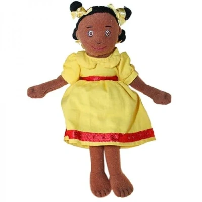 Image of The Puppet Company Dark Skin Tone Girl In Yellow Finger Dress