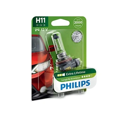 Image of 000000001606, N000000001606 Light Bulbs PHILIPS LongLife EcoVision 12362LLECOB1 H11 12V 55W PGJ19 2 3000K Halogen AUDI: A6 C6 Saloon, A4 B7 Saloon