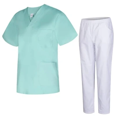 Image of MISEMIYA Uniforms Unisex Scrub Set Medical Uniform with Top and Pants 817 8312 BLANCO Large, Turquoise