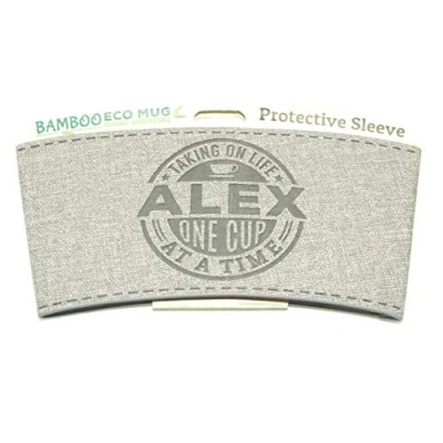 Image of History &amp; Heraldry Bamboo Eco Travel Mug Pre Personalised Heat Sleeve Name of&quot;Alex&quot;