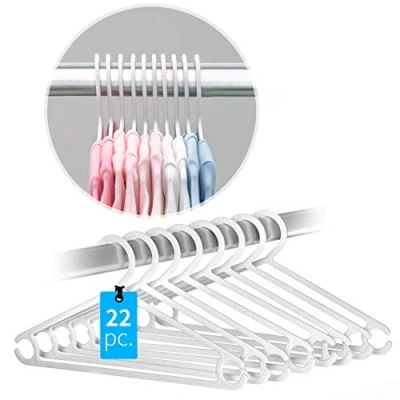 Image of Laloona 22 Pack Children’s Hangers Tubular, Ultra Thin Kids Coat for Baby &amp; Toddler Clothes White
