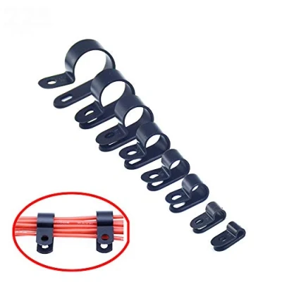 Image of Yosawo 225 Pieces Nylon Rope Light R Style Cable Clamp Mounting Clips for 1/8&quot;, 3/16&quot;, 1/4&quot;, 5/16&quot;, 3/8&quot;, 1/2&quot;, 5/8&quot;, 3/4&quot; Diameter Wire Management Black