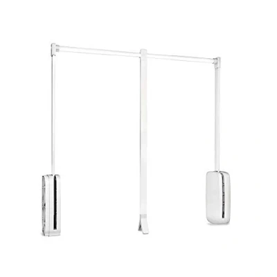 Image of Emuca hanging, pull down wardrobe rail lift, adjustable width 830 1150mm (32,67 45,27 inch), white colour, Steel and plastic