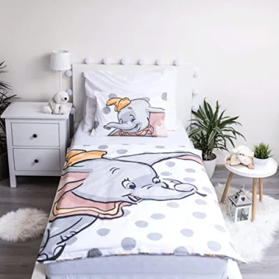 Image of JFabrics Dumbo Disney 2 Piece Baby Bed Linen Set 100% Cotton Size: 100 x 135 cm / 40 60 ÖkoTex Standard