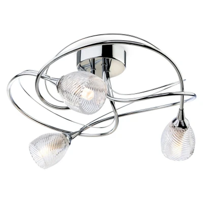 Image of Henley 3 Light Flush Chrome, Clear Decorative Glass, G9