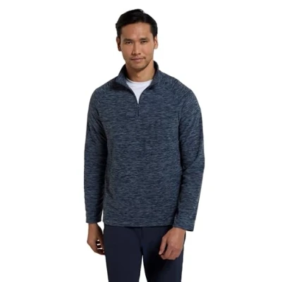 Image of Mountain Warehouse Snowdon Mens Micro Fleece Top Warm, Breathable, Quick Drying, Zip Collar Sweater, Soft &amp; Smooth Pullover For Autumn Winter, Travelling, Walking Navy 4XL