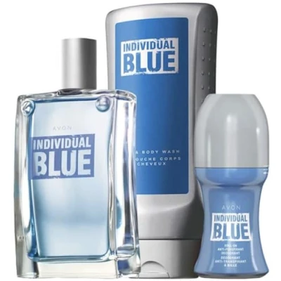 Image of Individual Blue Toiletry Set includes Eau de Toilette 100ml, Roll On Anti Perspirant Deodorant and Shower gel