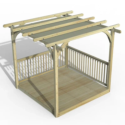 Image of 8&#039; x Forest Small Pergola Deck Kit with Retractable Canopy (2.4m 2.4m)