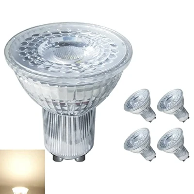 Image of GU10 LED Bulbs Warm White Dimmable, 3000K 5 Watt 400 Lumen, 120 Degree Beam Angle, 40W Halogen Equivalent, Energy Saving Light Bulb for Spotlight, Recessed Lighting, Track 4 Pack