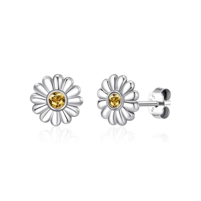 Image of Philip Jones Sterling Silver Daisy Earrings Created with Zircondia® Crystals