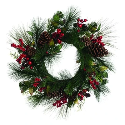 Image of FESTIVE PRODUCTIONS Wreath with Red Berries and Cones, Multi Colour