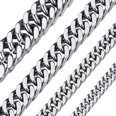 Image of Silver Cuban Link Chain Curb Necklace for Women