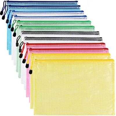 Image of A4 Plastic Wallet 12 Pcs Document Wallets Zip Lock Bags Pockets with Zipper