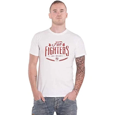 Image of Foo Fighters T Shirt 100% Organic Band Logo Official Unisex White Ex Tour L