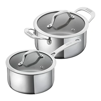 Image of Kuhn Rikon Allround 2 Piece Casserole Pot and Saucepan Set, Stainless Steel