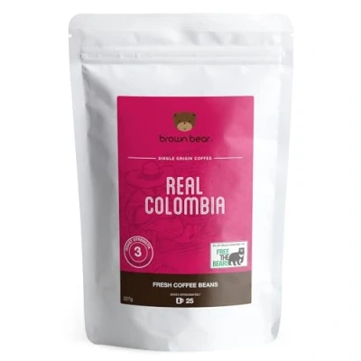 Image of Colombian Coffee Beans 227g Medium Roast for All Machines Brown Bear Colombia Arabica Strength 3 Donation to Free The Bears Columbia