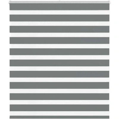 Image of vidaXL Zebra Blind Dark Grey 125x100 cm Fabric Width 120.9 Polyester