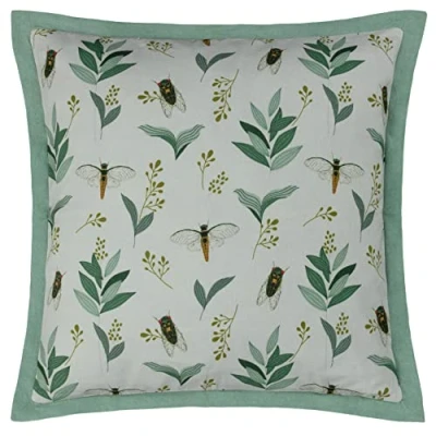 Image of Wylder Lacewing Floral Cushion Cover Green Cotton One Size