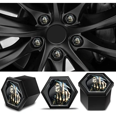 Image of Biomar Labs 16pcs wheel nut caps + 4pcs locking bolt caps,universal removing tool Skull 19mm LB 25