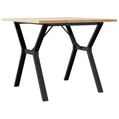 Image of vidaXL Dining Table Square Cast Iron Y Frame, 90x90 cm Rustic Solid Pine Wood for Kitchen, Living Room, Area
