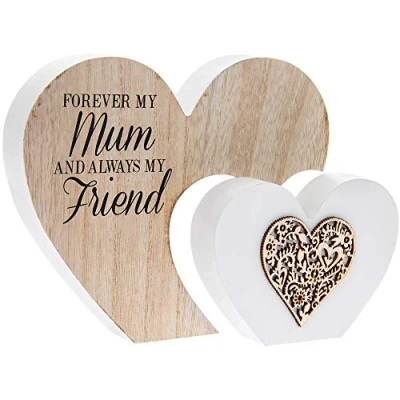 Image of The Leonardo Collection LP43426 Plaque Double Heart Mum Sentiments 1 Piece 22x3x16 cm Accessory, Multicolored