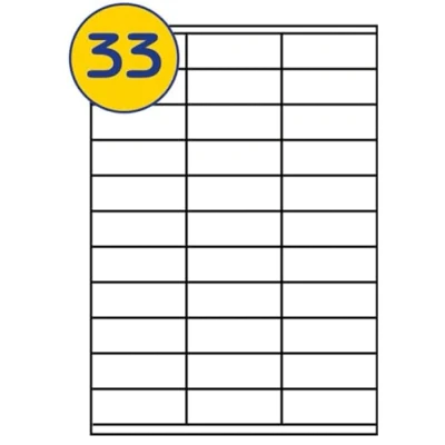 Image of LABELS4U 100 Sheets A4, 33 Labels per Sheet, Size 70 x 25.4mm (3300 Labels)