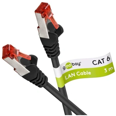 Image of Goobay FTP Category 6 Cable LAN Network for Ethernet, 3m, black, 1