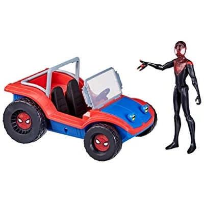 Image of Spider Man Hasbro Marvel Mobile 15 cm scale Vehicle and Miles Morales Action Figure, Toys for Children Aged 4 Up